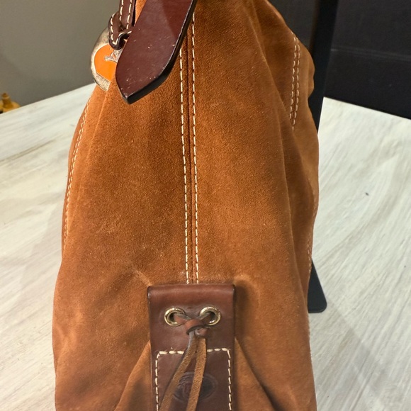 Dooney & Bourke Tan Suede Hobo Bag - Picture 3 of 16